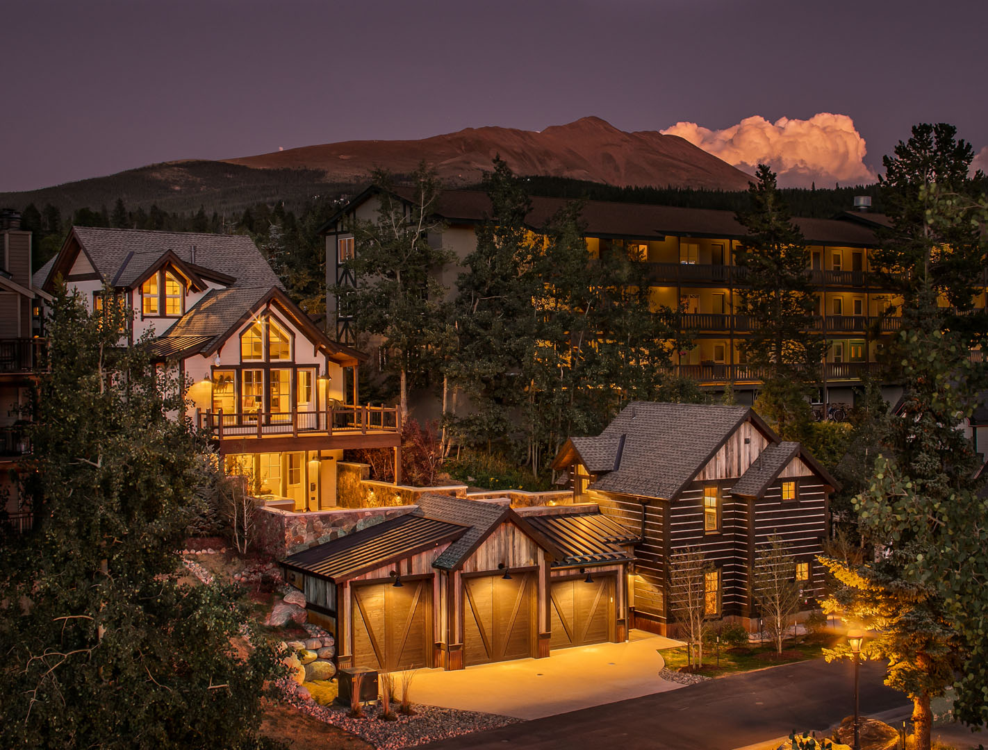 Exterior view of designed luxury home with mountain views