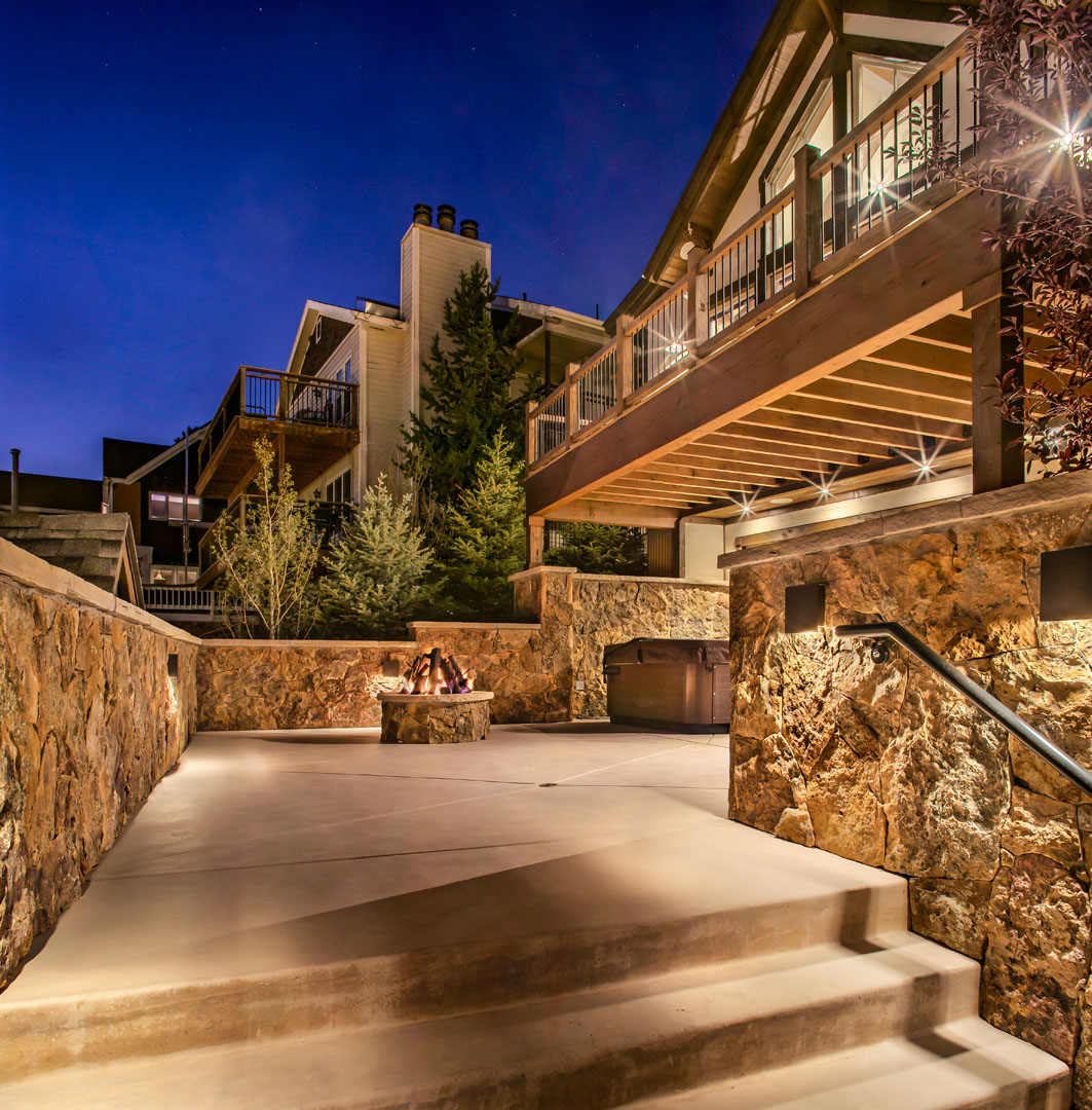 Exterior view of designed luxury home with mountain views