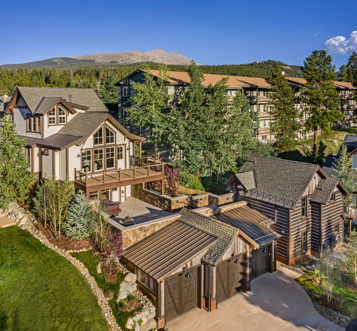 Exterior view of designed luxury home with mountain views
