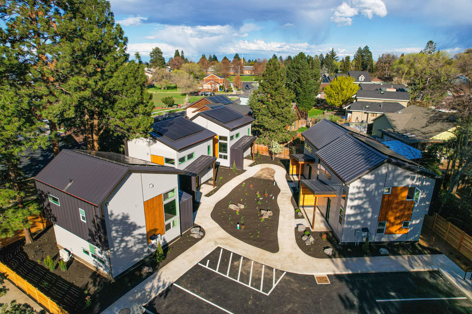 Birds-eye view of newly designed home built in Bend by Full Circle Design