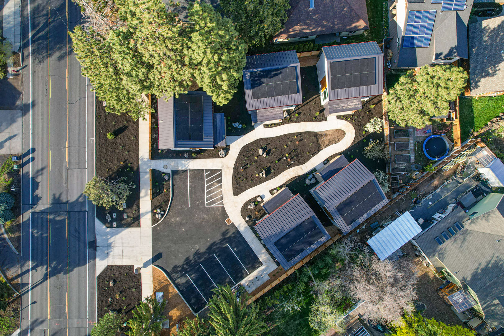 Overhead view of energy-efficient home