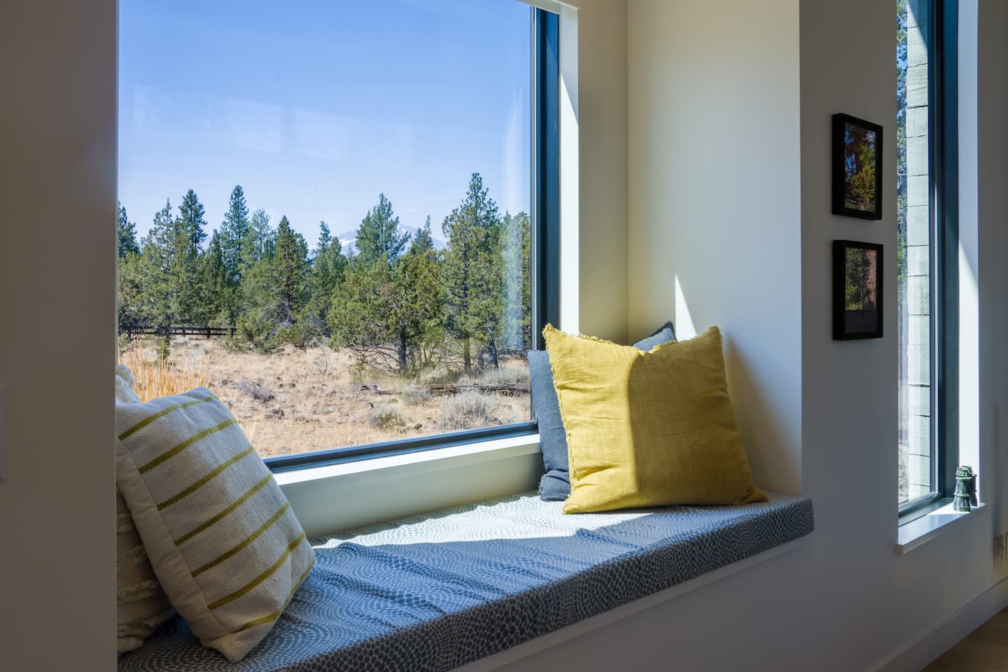 Window view of the high desert in bend, Oregon with view of the outdoors